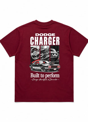 Dodge Charger graphic printed oversized t-shirt - Maroon