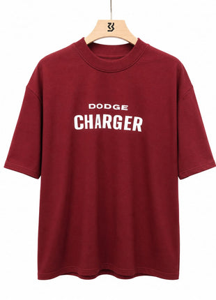 Dodge Charger graphic printed oversized t-shirt - Maroon