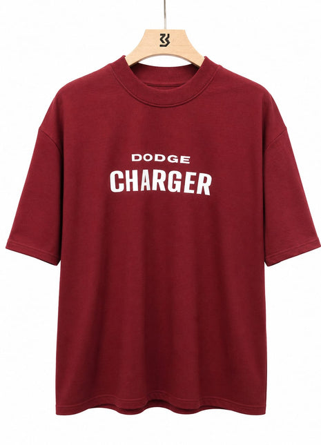 Dodge Charger graphic printed oversized t-shirt - Maroon