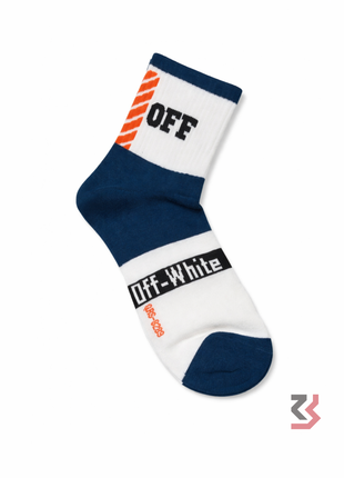 Off White Crew Socks - White/Blue/Black