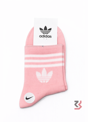 Adidas Strip Crew Socks - Pink/White