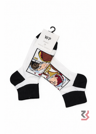 Retro Art Crew Socks - White/Black (single pair)
