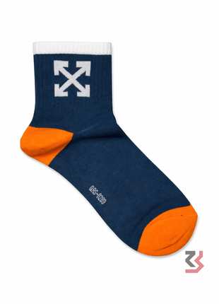 Off White Crew Socks - Blue/Orange/White