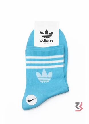 Adidas Strip Crew Socks - Sky Blue/White