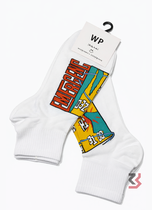 Retro Art Crew Socks - White (single pair)