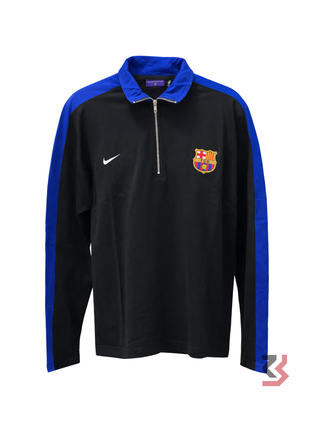 NIKE BARCELONA POLO COLLAR FULL SLEEVE TSHIRT - BLACK/BLUE