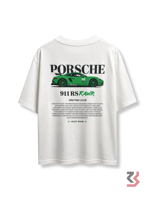 Porsche oversized crew neck t-shirt features “911RS RAWR” - White