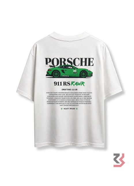 Porsche oversized crew neck t-shirt features “911RS RAWR” - White