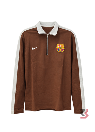 NIKE BARCELONA POLO COLLAR FULL SLEEVE TSHIRT - BROWN/WHITE