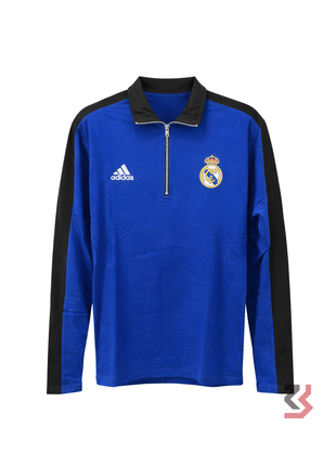 ADIDAS REAL MADRID POLO COLLAR FULL SLEEVE TSHIRT - BLUE/BLACK
