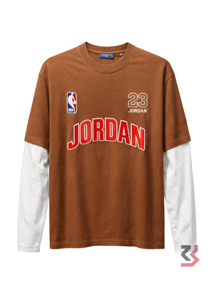 NBA JORDAN PULLOVER ROUND NECK TSHIRT - BROWN