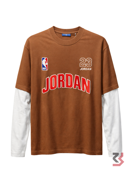 NBA JORDAN PULLOVER ROUND NECK TSHIRT - BROWN