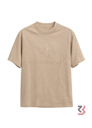 CALVIN KLEIN PLAIN ROUND NECK TSHIRT - LIGHT BROWN