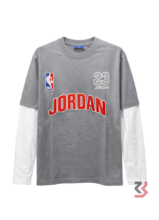 NBA JORDAN PULLOVER ROUND NECK TSHIRT - GREY