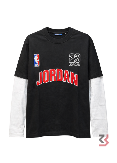 NBA JORDAN PULLOVER ROUND NECK TSHIRT - BLACK