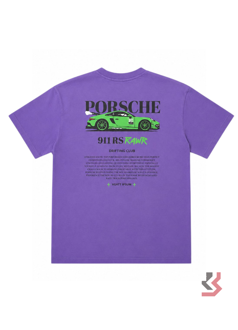 Porsche oversized crew neck t-shirt features “911RS RAWR” - Purple