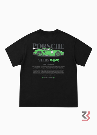 Porsche oversized crew neck t-shirt features “911RS RAWR” - Black