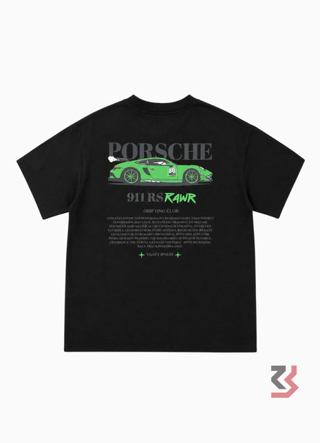 Porsche oversized crew neck t-shirt features “911RS RAWR” - Black