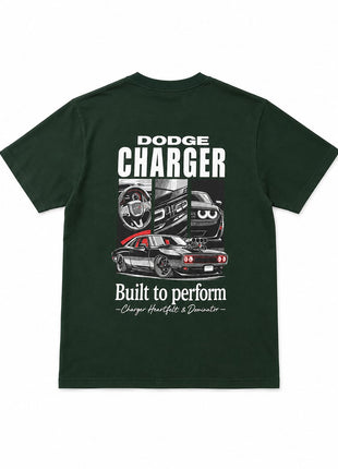Dodge Charger graphic printed oversized t-shirt - Green