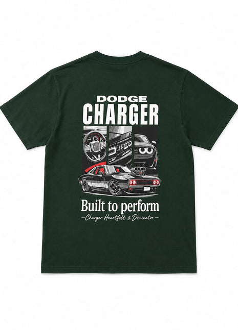 Dodge Charger graphic printed oversized t-shirt - Green