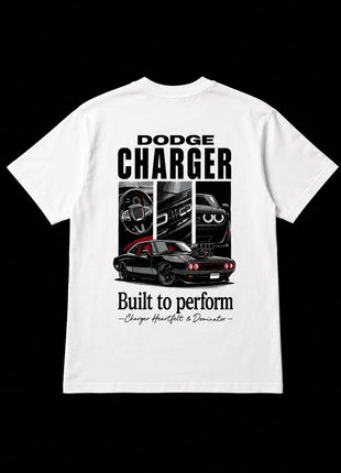 Dodge Charger graphic printed oversized t-shirt - White