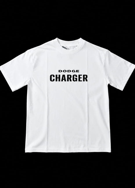 Dodge Charger graphic printed oversized t-shirt - White